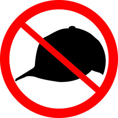 A clear and simple vector icon showing a "No Hat" or "No Headwear" sign. No Hat Sign