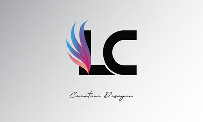 LC Feather Gradient Logo – Elegant Wing Monogram for Modern Branding & Visual Identity Design
