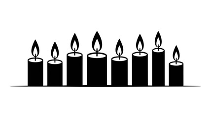 Minimalist black candles against a white background.