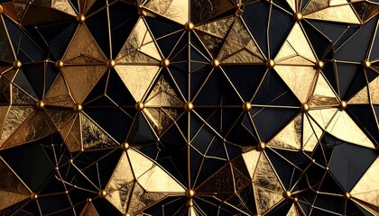 Fototapeta premium Abstract geometric pattern of gold and black triangles