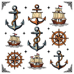 Nautical Elements in Brown and Navy