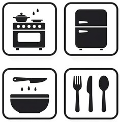 Kitchen Appliance Icons in Black