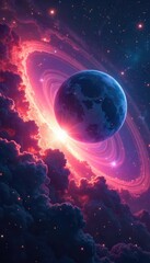Breathtaking vista of a nebula swirling around distant, vibrant planets Perfect for science fiction, fantasy, and space exploration projects A stunning display of cosmic beauty , night sky, energy
