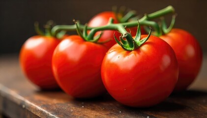 Close-up of vibrant red ripe tomatoes, glistening with juice, ready to be eaten or used in a variety of dishes Perfect for healthy eating and culinary applications , fresh, stew, farm-fresh