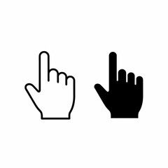 Obraz premium Two simple hand icons, one black and one white, pointing upwards, likely for user interface or digital communication.