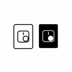 Two stylized illustrations of electrical wall switches, one in black and one in white outline, showing a toggle switch.