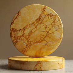 Elegant yellow round podium, Yellow circular podium for luxury product showcase, mockup, product mockup