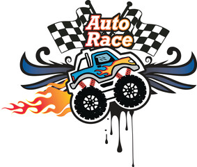 Obraz premium Monster Truck Auto Race Vector Illustration for logo.eps