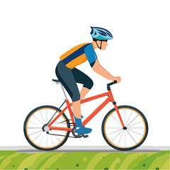 Obraz premium Cyclist in Motion Wearing Helmet and Athletic Gear on a Bicycle.