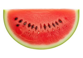 Close up of a juicy watermelon slice with seeds and green rind fruit food