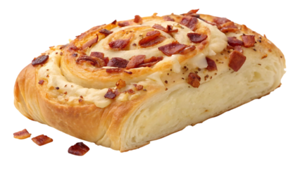Delicious savory swirl bread topped with crispy bacon bits