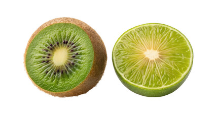 Fototapeta premium Kiwi Fruit and Kabosu Fruit on transparent