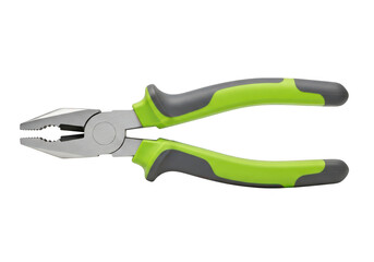 Obraz premium Combination pliers with green and gray handles viewed from the side tool grip