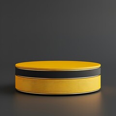 Chic yellow round podium for display design, Yellow glossy platform for product branding, Elegant yellow round podium, Yellow circular podium for luxury product showcase, mockup, product mockup