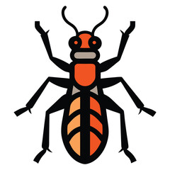 Solid color Tiger Beetle animal vector design