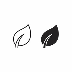 Simple leaf icons, black and white, minimalist design, nature symbol.