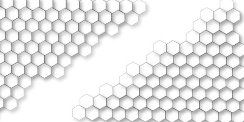 Abstract hexagon white background with shadow .white background Futuristic blue neon honeycombs. Modern technology design. Vector illustration.	