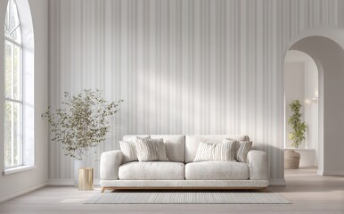 Modern Minimalist Living Room Interior Design White Sofa Neutral Decor Elegant Home Apartment Style 