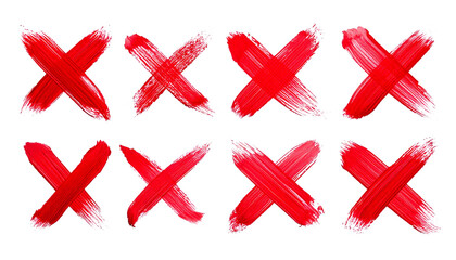 set of Cross sign drawn with red marker isolated on transparent background, grunge design element, ready to use
