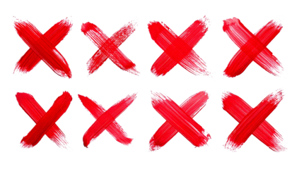 set of Cross sign drawn with red marker isolated on transparent background, grunge design element, ready to use