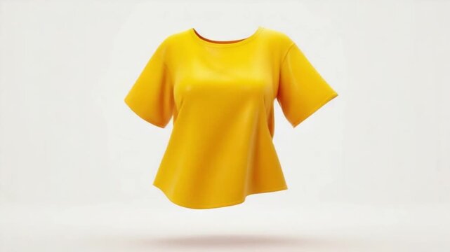 Bright Yellow T-Shirt on White Background