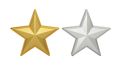 Obraz premium Golden Star and silver Star on transparent