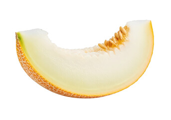 Single slice of ripe cantaloupe melon with seeds on fruit food