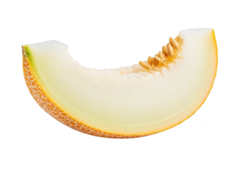 Single slice of ripe cantaloupe melon with seeds on fruit food