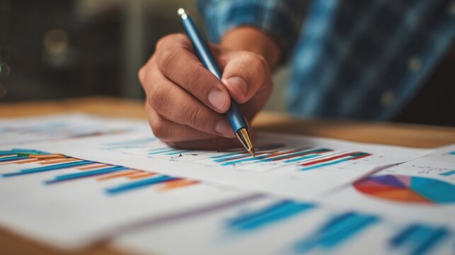 Person checking financial charts and graphs