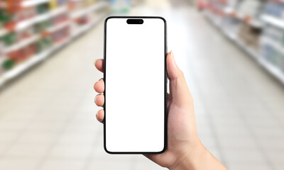 Hand holding smartphone device and touching screen