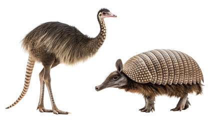 Obraz premium Emu Animal and Armadillo Animal isolated on transparent