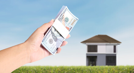 American Dollars Cash Money 100 dollars banknotes in hand Business Concepts, and Success in Finance, Banking and Investment