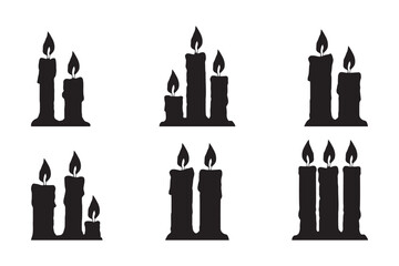 Halloween Candle Silhouette Vector Set for Spooky Decor 