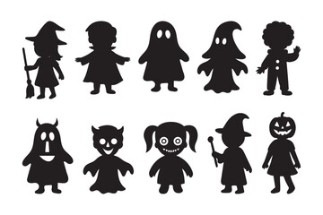 Halloween Kids Costume Silhouette Vector Pack 