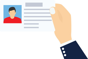 Human Hand Holding Male ID Card. Personal Identification

