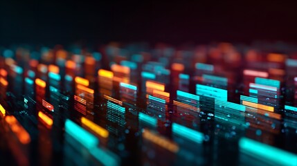 Abstract Digital Technology Background Orange Teal Glow Lines art web data grid cyber light color   
