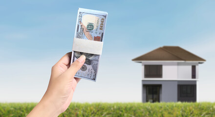 American Dollars Cash Money 100 dollars banknotes in hand Business Concepts, and Success in Finance, Banking and Investment