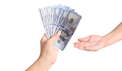 American Dollars Cash Money 100 dollars banknotes in hand Business Concepts, and Success in Finance, Banking and Investment