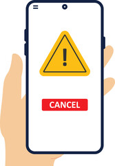 Scam alert red message on browser window. Scam sign label isolated on screen computer. Vector illustration.


