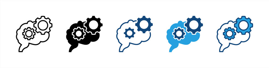 Cognition icon set multiple style collection