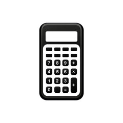 Black calculator on white isolated background.