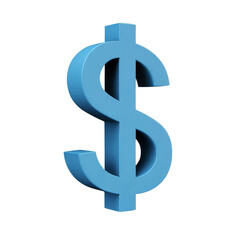 Fototapeta premium Blue dollar sign symbol on a white isolated background.