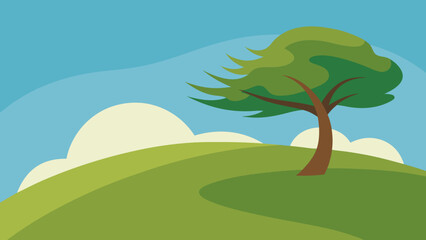 Fototapeta premium hilltop windy tree