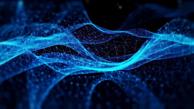 Abstract Digital Network Connection with Dot and Line Wave Pattern Background