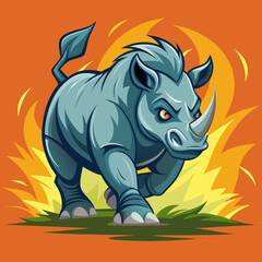Obraz premium cartoon rhino vector illustration