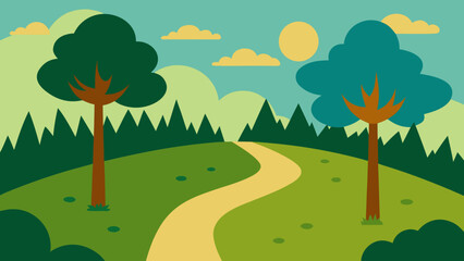 Fototapeta premium field trail with trees forest edge