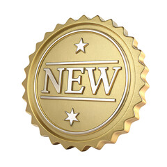 Fototapeta premium Golden 'NEW' badge design, perfect for marketing, product launches, and promotional campaigns, showcasing a premium, high-quality feel