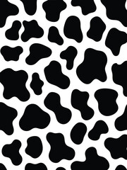 Abstract black cow print pattern on white background. Vector illustration