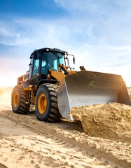 Yellow Wheel Loader Moves