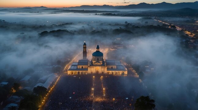 Aerial Pilgrimage to Cartago’s Basilica at Dawn
